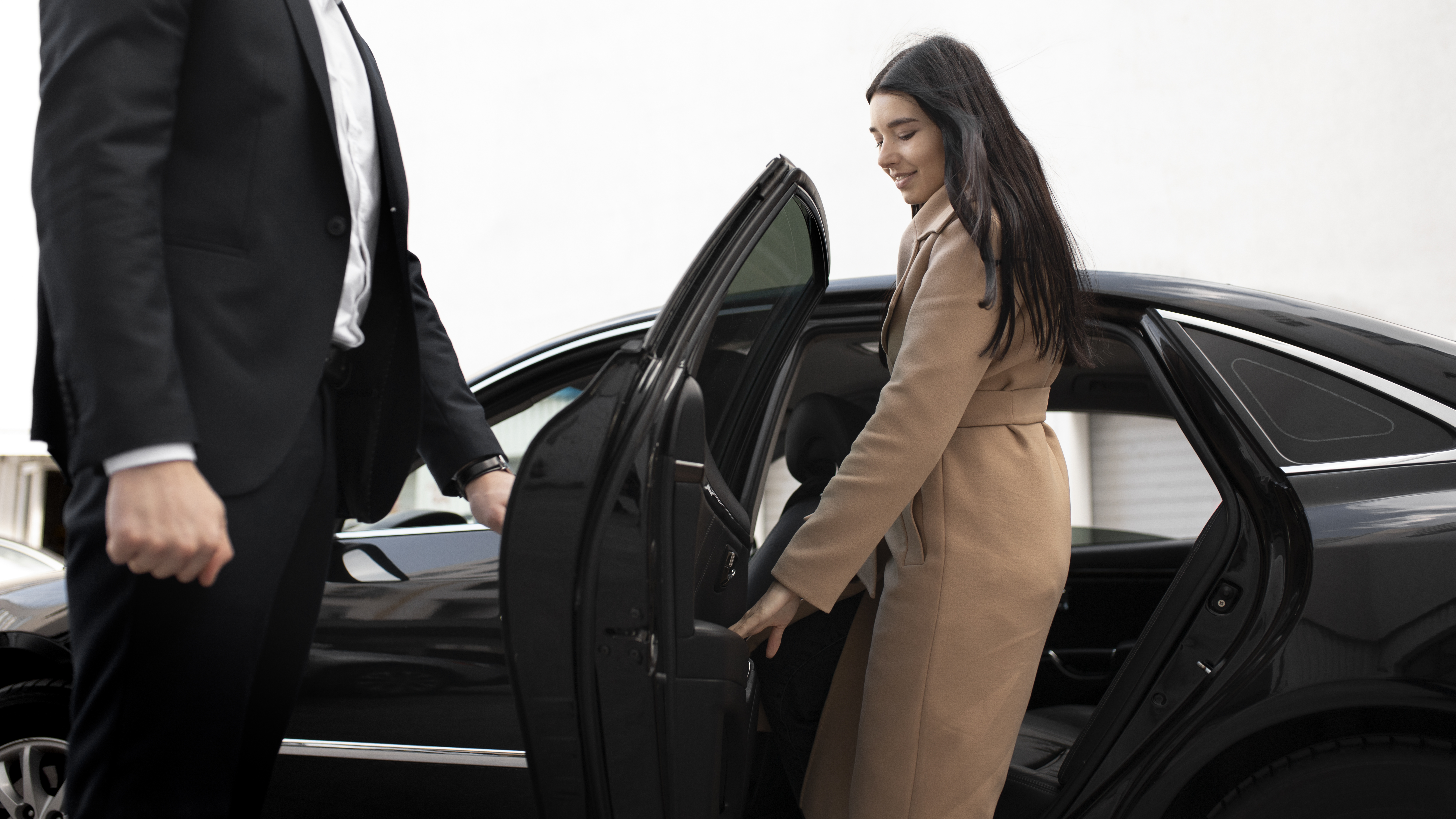 woman getting taxi car
